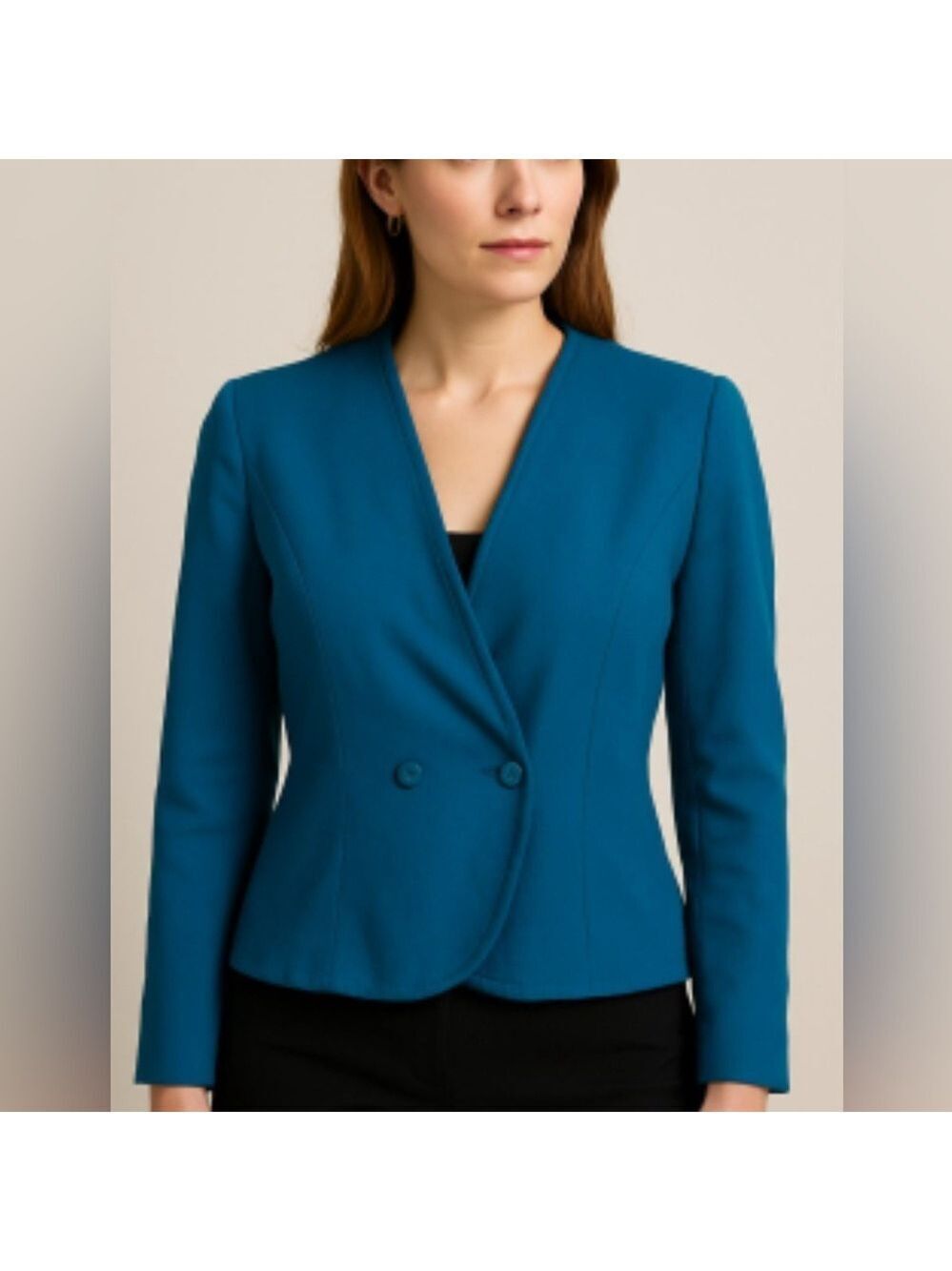 Pendleton vintage cropped wool vibrant blue retro 2 button blazer size 2